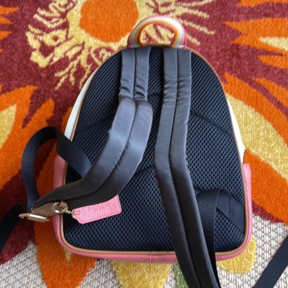 Coach Mini Court Backpack In Signature Canvas With Butterfly Chalk / Taffy Multi - Picture 13 of 16